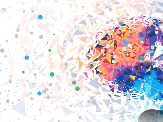 Brain with multicolor coming out