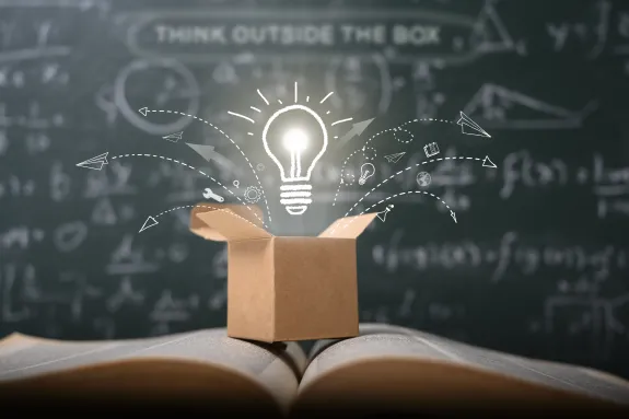 Lightbulb in cardboard box